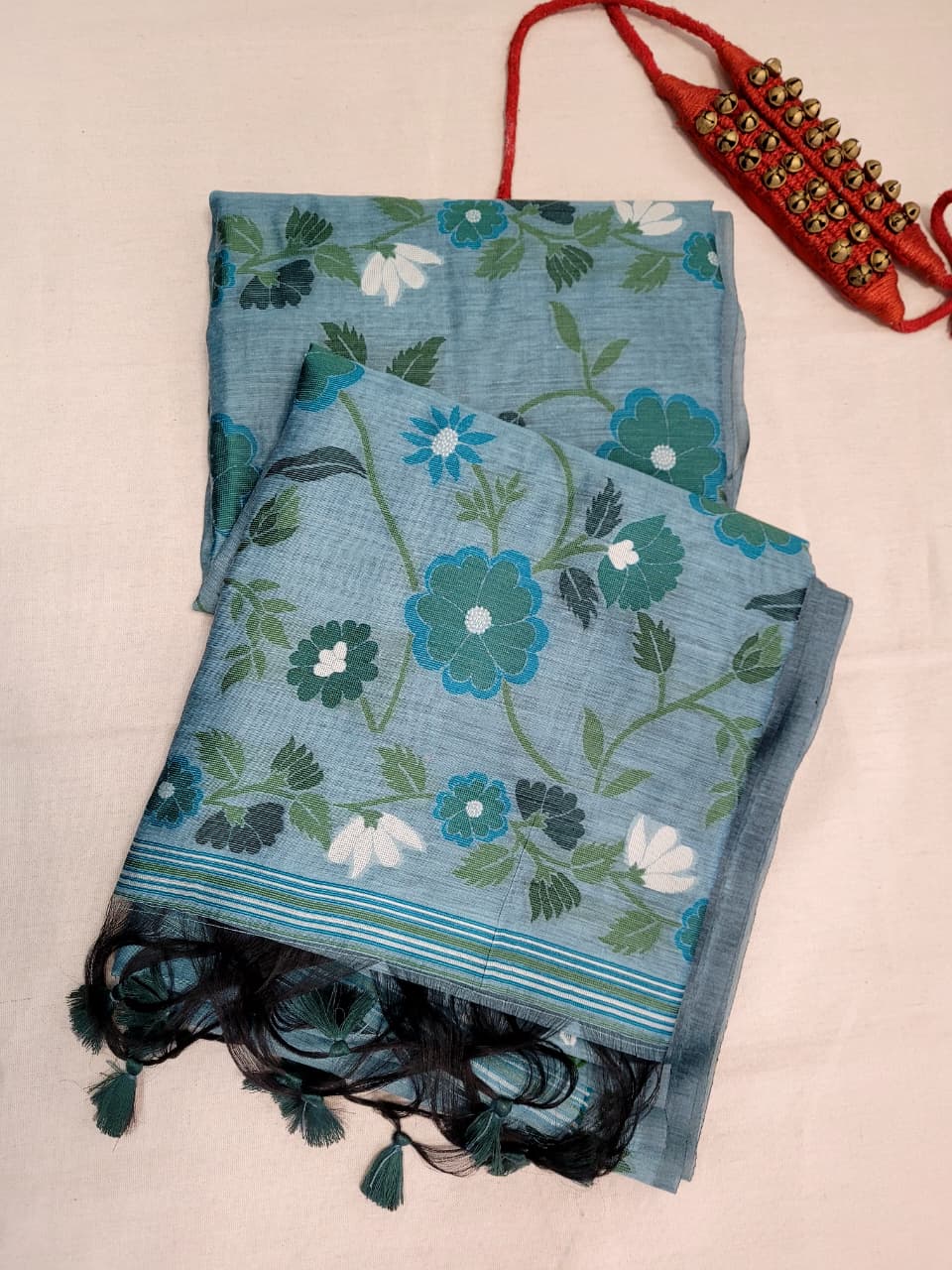 Teal2 Isha3 Cotton saree