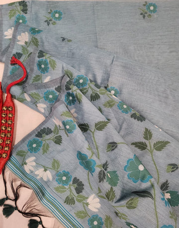 Teal2 Isha3 Cotton saree