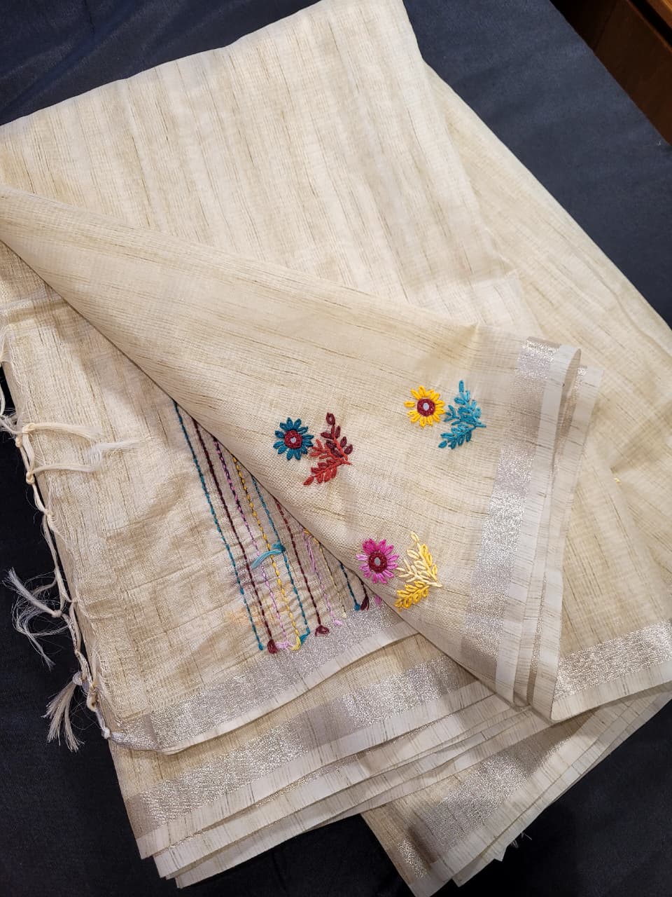 Sneha Hand Embriodered Tussar Saree