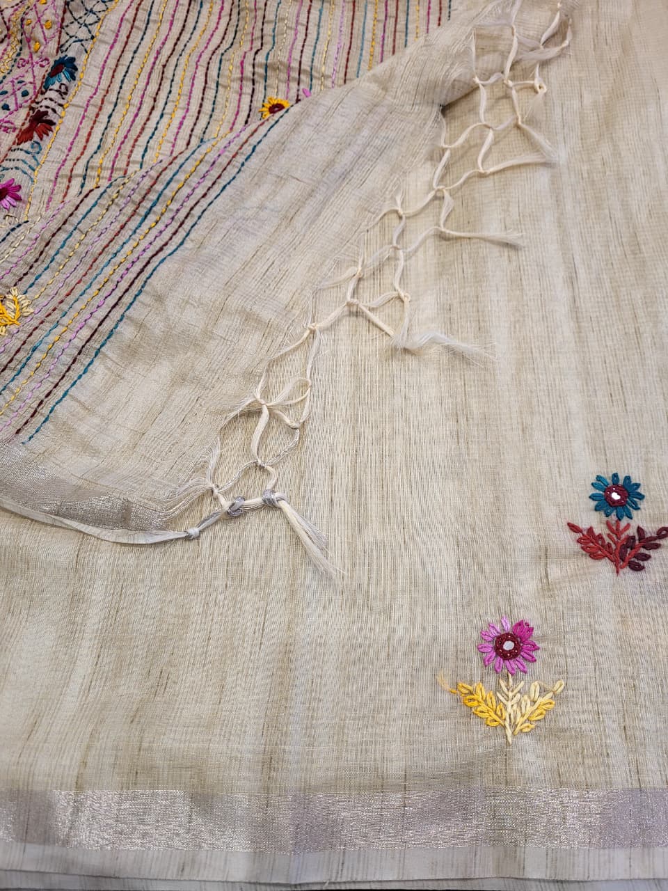 Sneha Hand Embriodered Tussar Saree