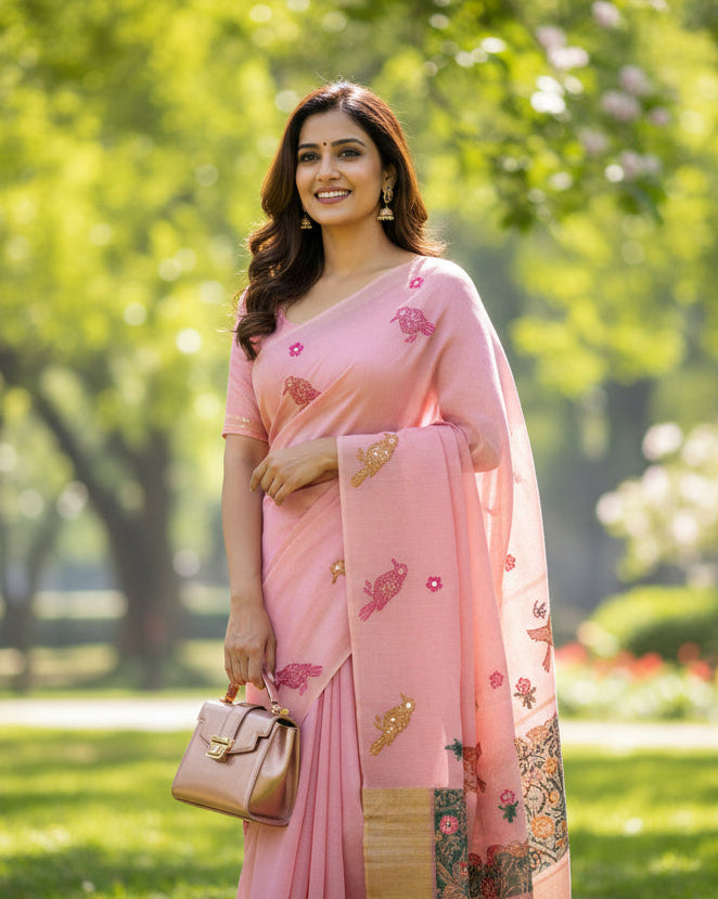 Pink Isha Cotton saree