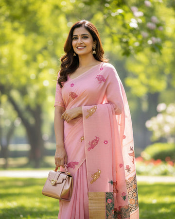 Pink Isha Cotton saree