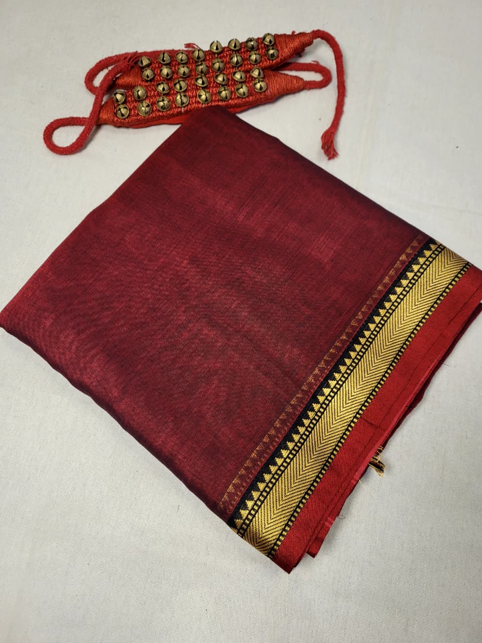 Red  Narayanpet Cotton Saree