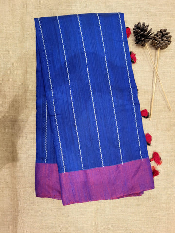 Indigo Kathaa Linen Saree