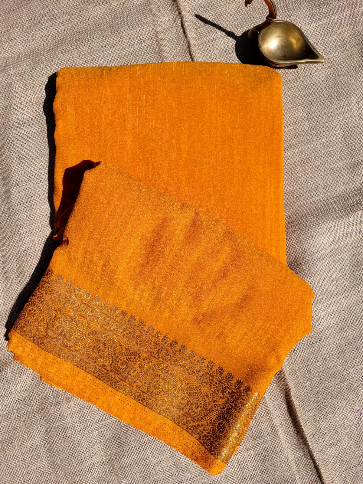 Orange Riva Semi Georgette Saree