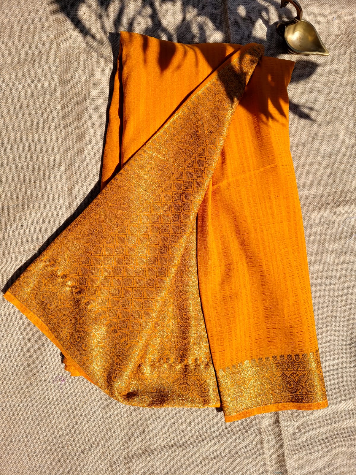 Orange Riva Semi Georgette Saree