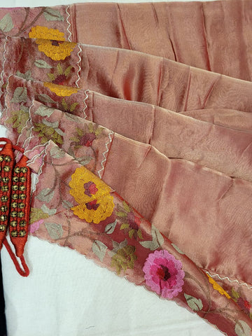 Rust Rooh Organza Tissue Saree
