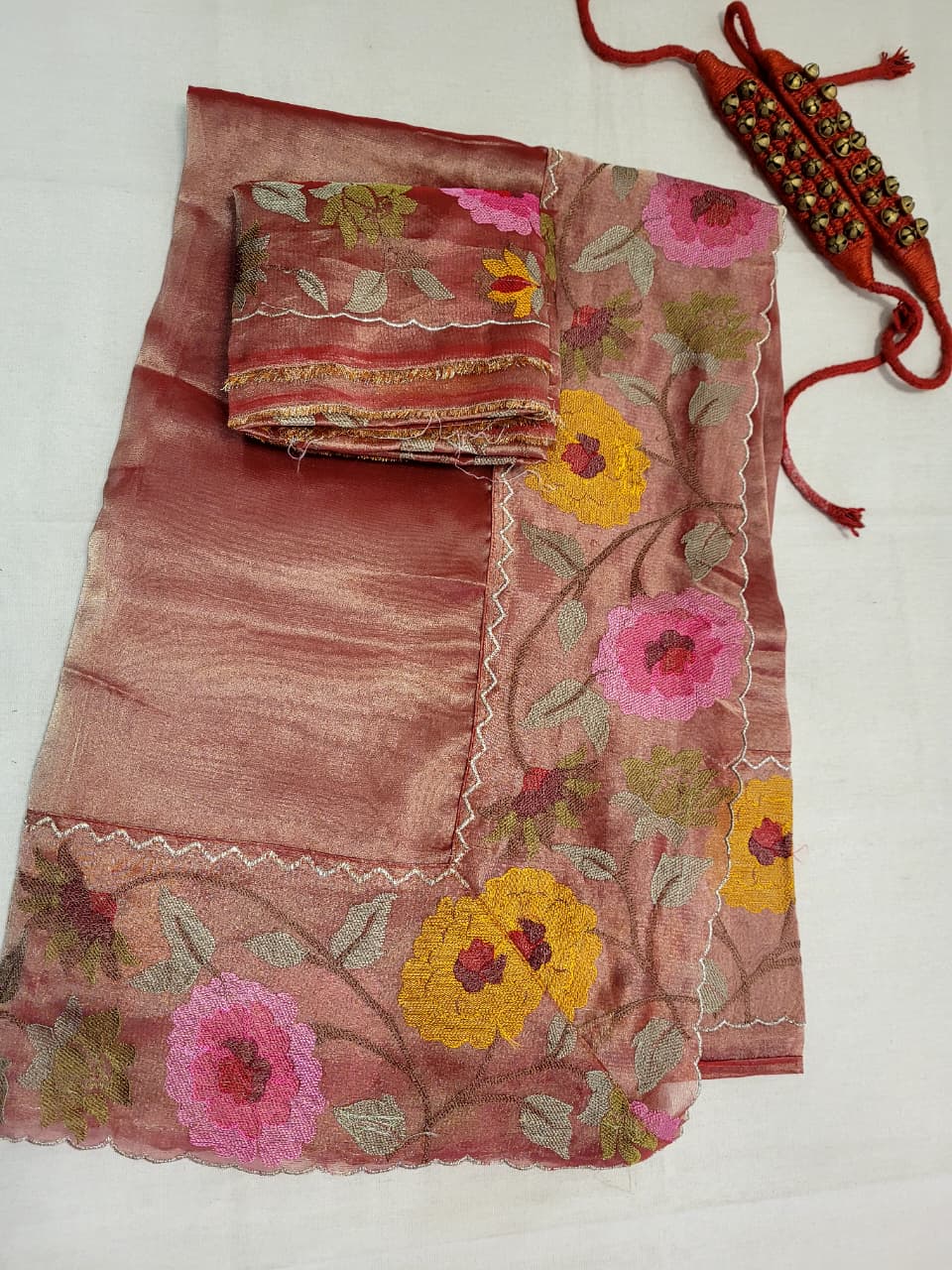 Rust Rooh Organza Tissue Saree