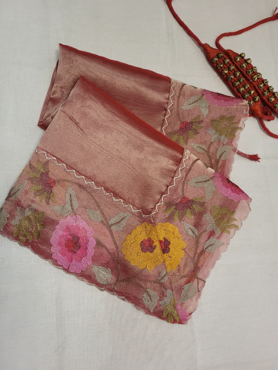 Rust Rooh Organza Tissue Saree