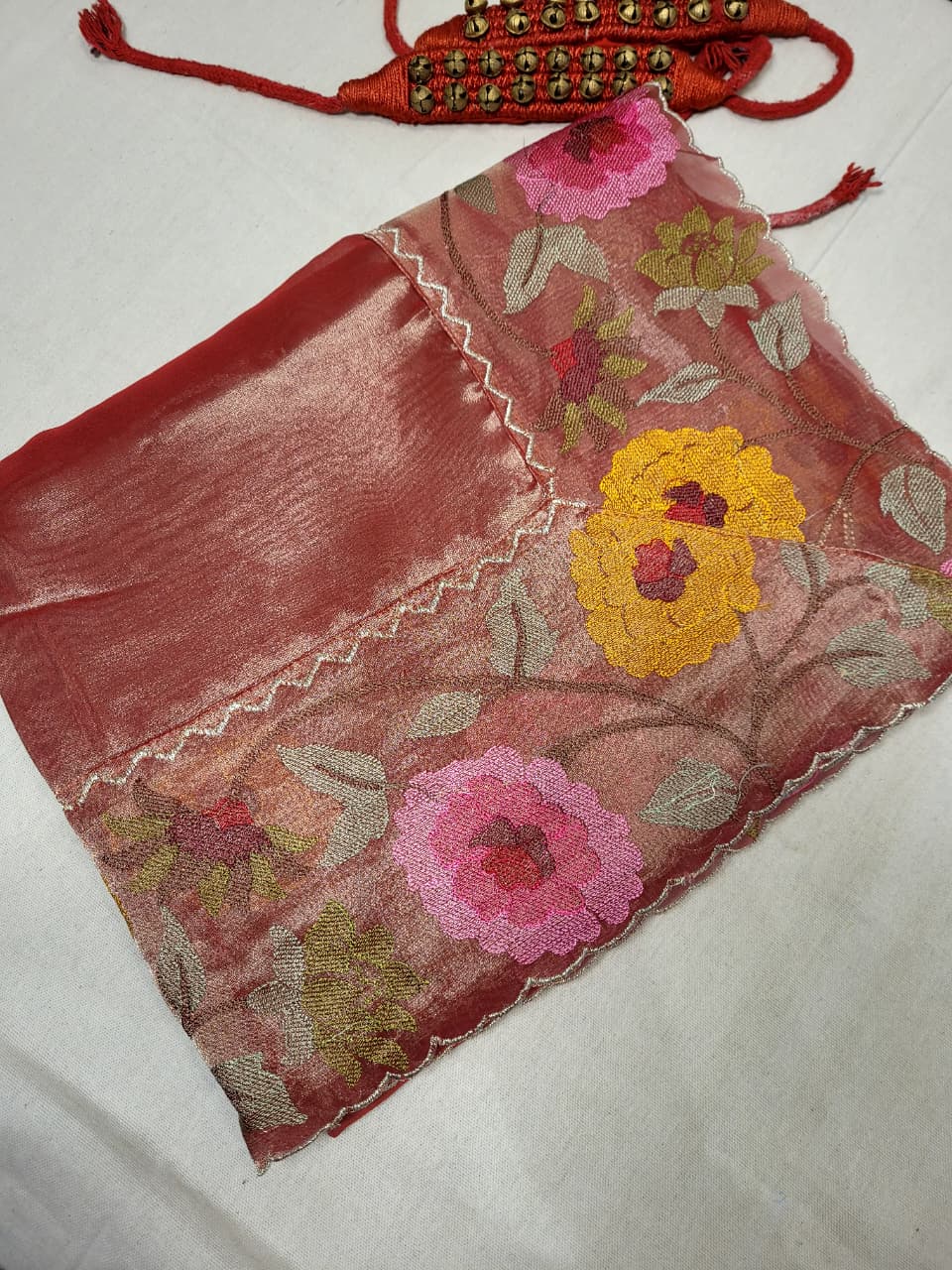 Rust Rooh Organza Tissue Saree
