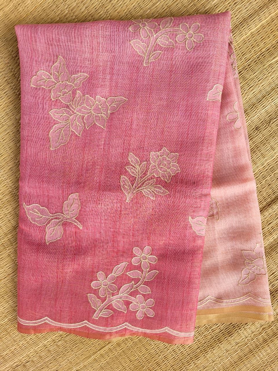 Pink Ishani  Linen Tissue saree