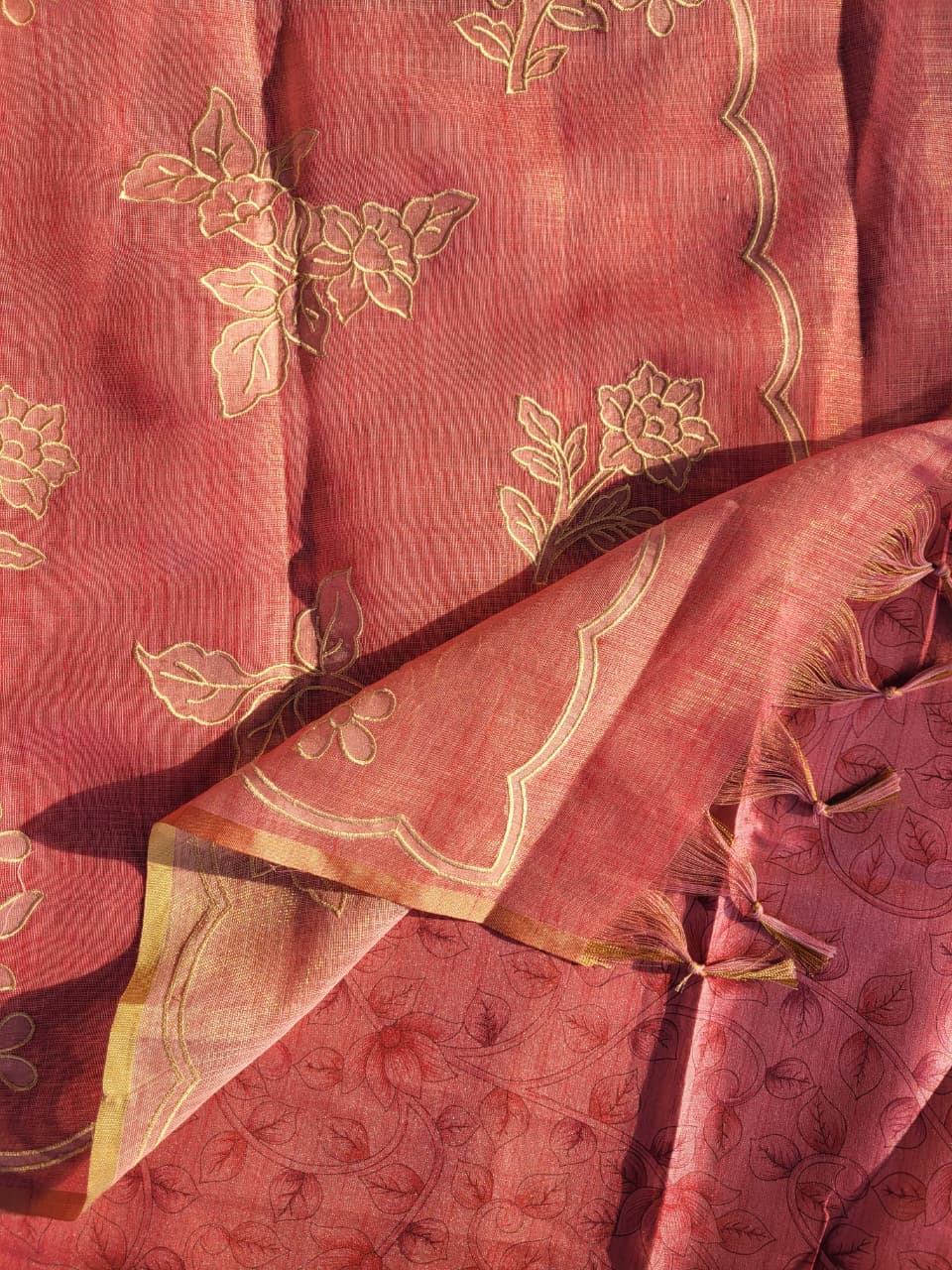 Pink Ishani  Linen Tissue saree