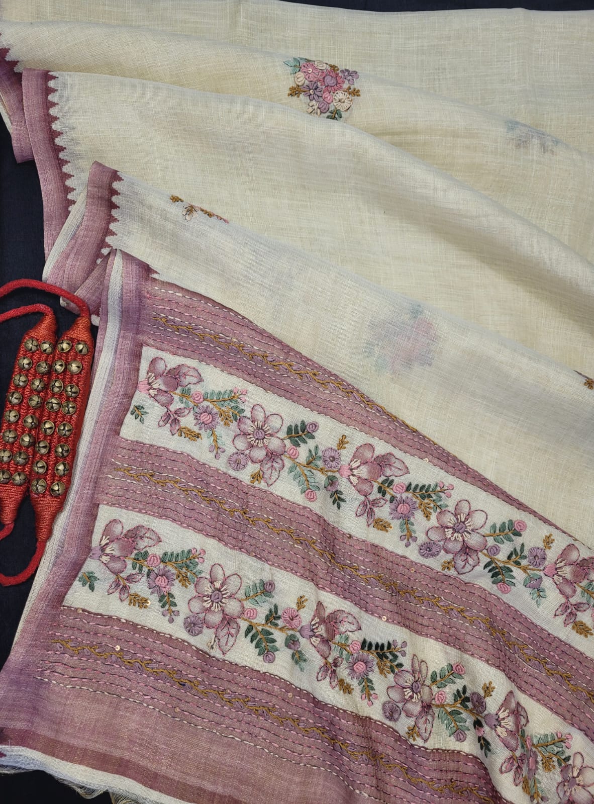 Purple Lavina Linen Saree