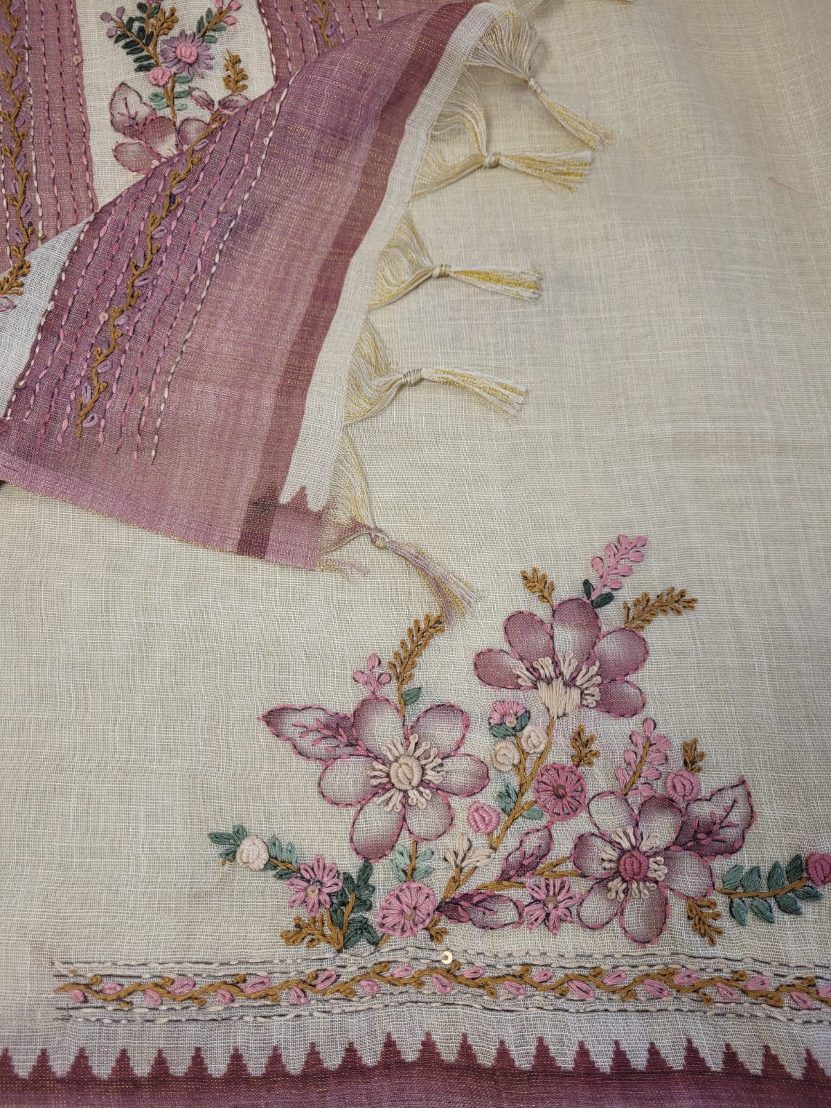 Purple Lavina Linen Saree