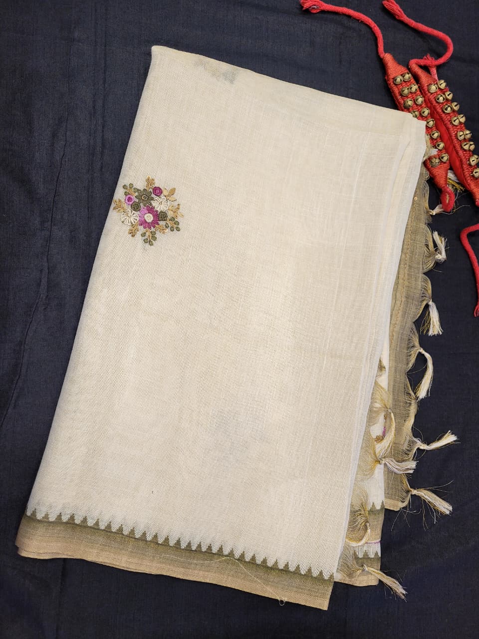 Olive Lavina Linen Saree