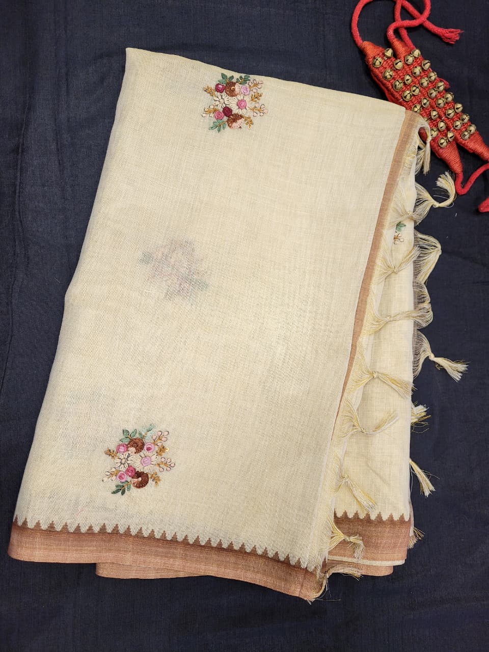 Brown Lavina Linen Saree