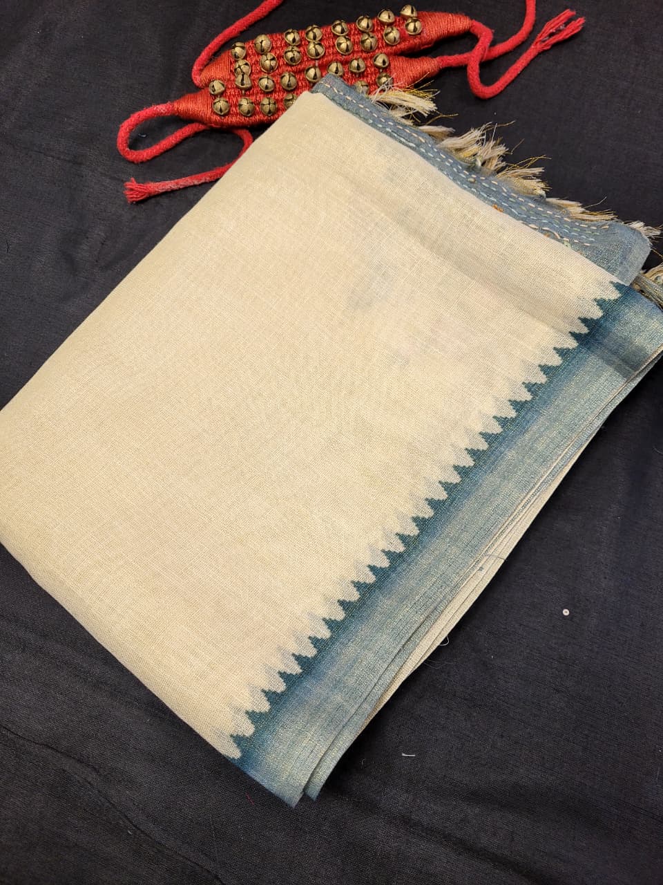 Blue Lavina Linen Saree