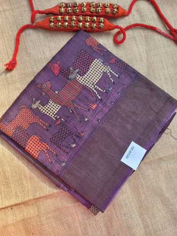 Purple Reet Pure Tussar Saree