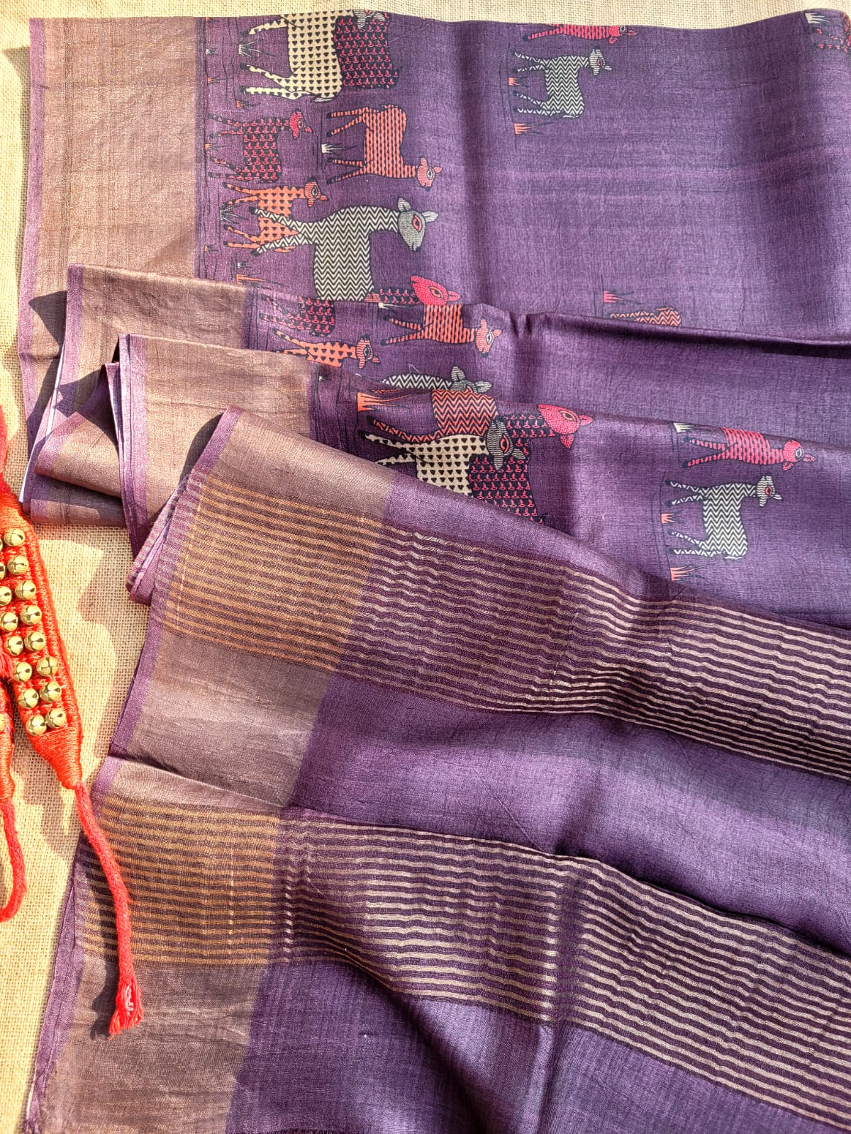 Purple Reet Pure Tussar Saree