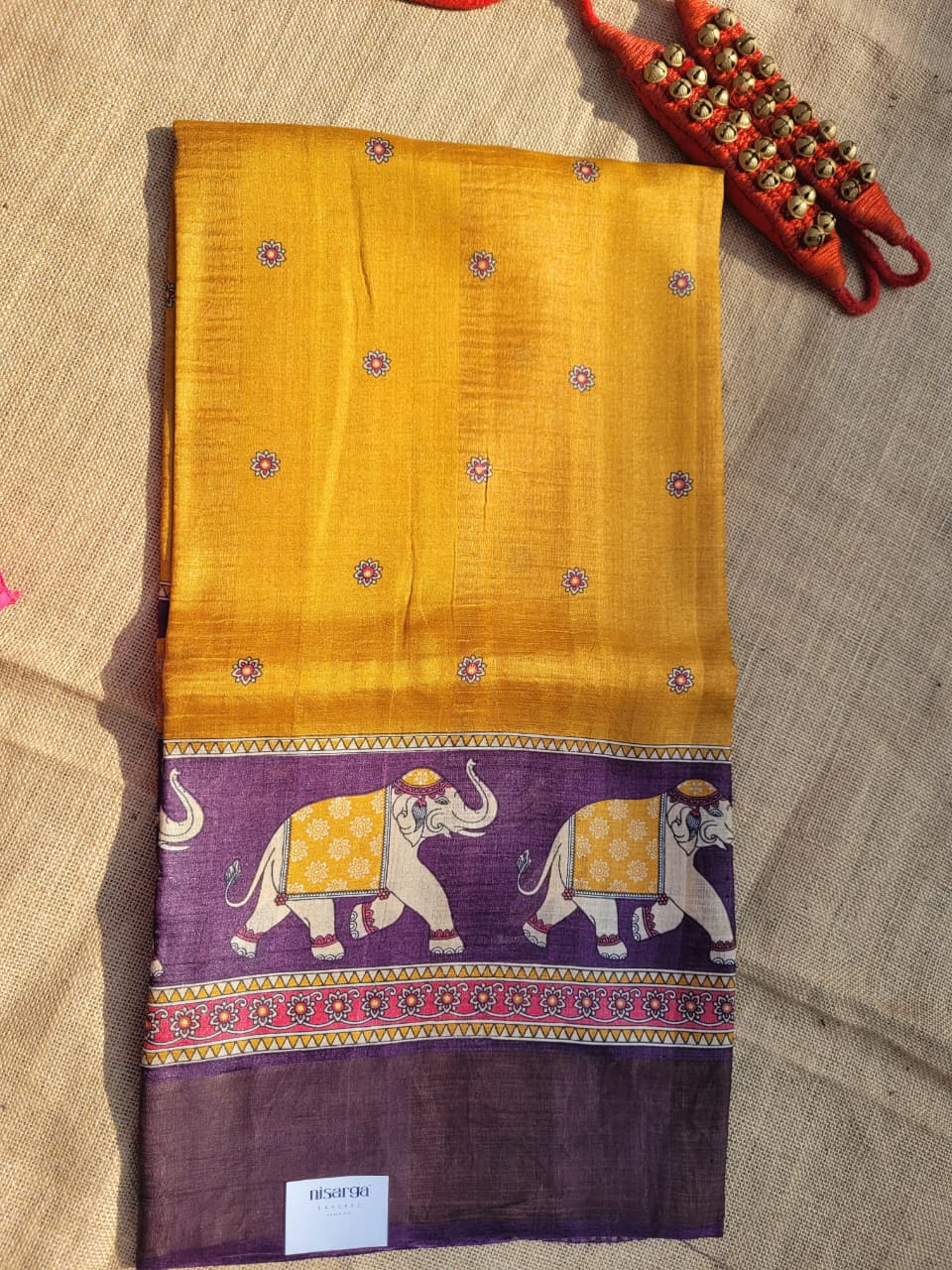 Yellow Reet Pure Tussar Saree