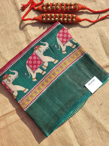Maroon Reet Pure Tussar Saree