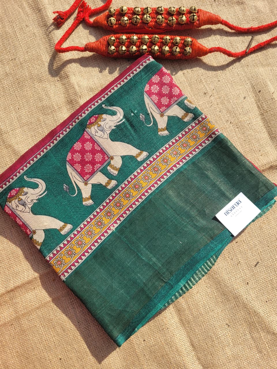 Maroon Reet Pure Tussar Saree