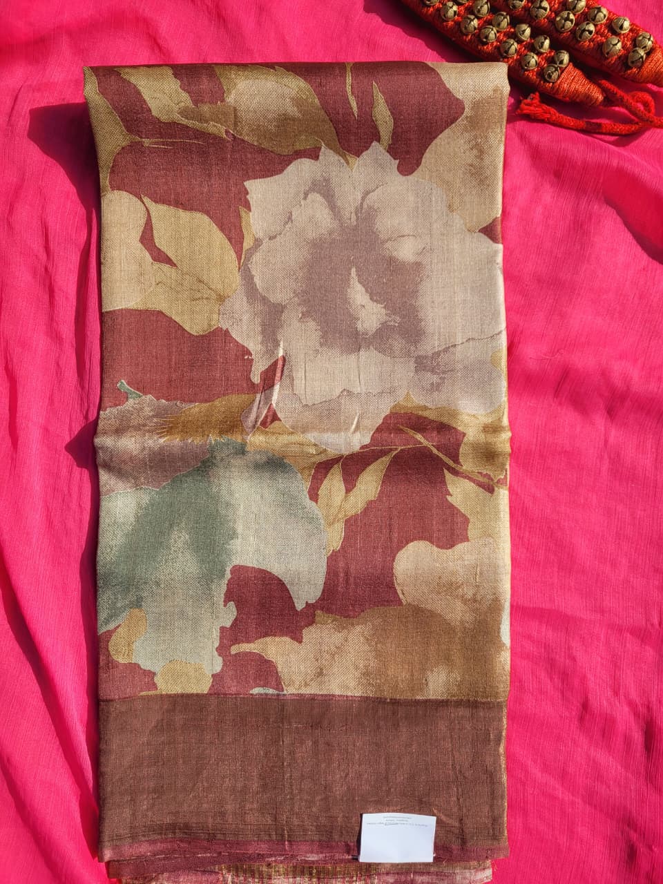 Rust Reet Pure Tussar Saree
