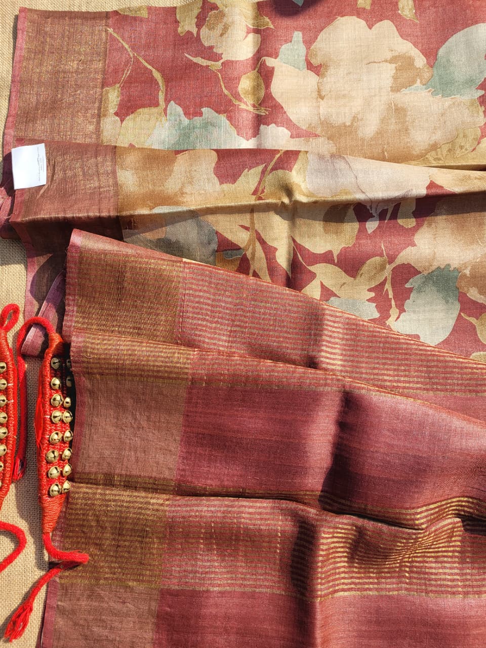 Rust Reet Pure Tussar Saree