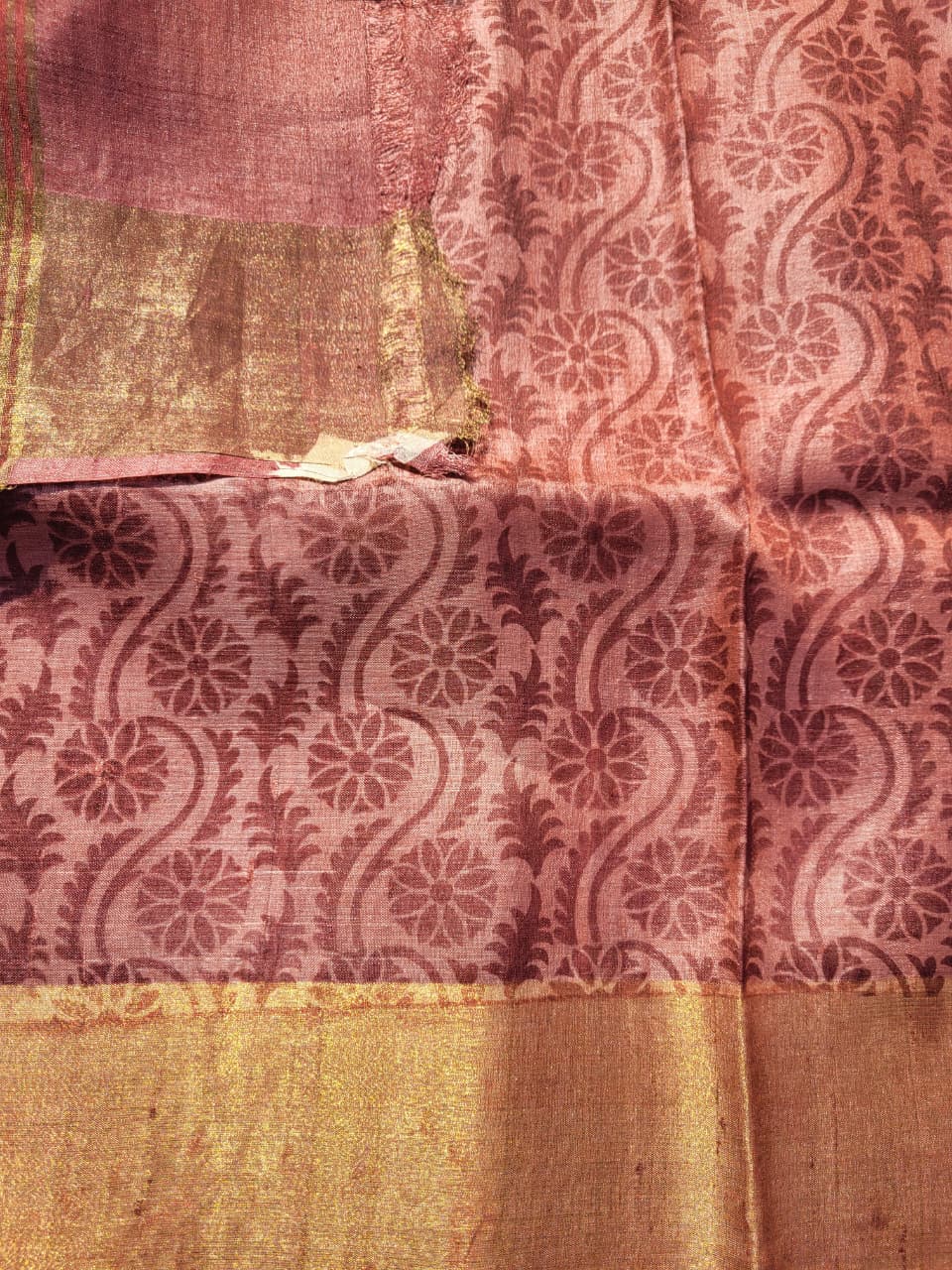 Rust Reet Pure Tussar Saree