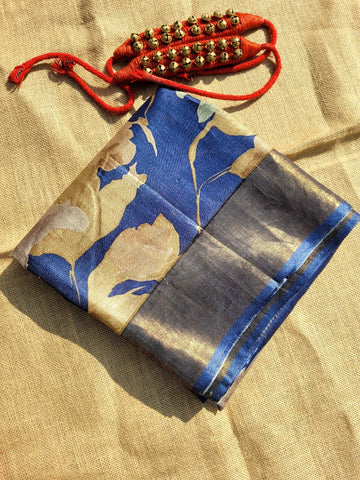 Navy Reet Pure Tussar Saree