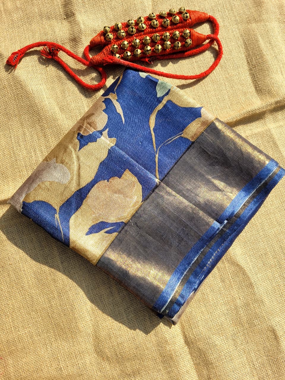 Navy Reet Pure Tussar Saree