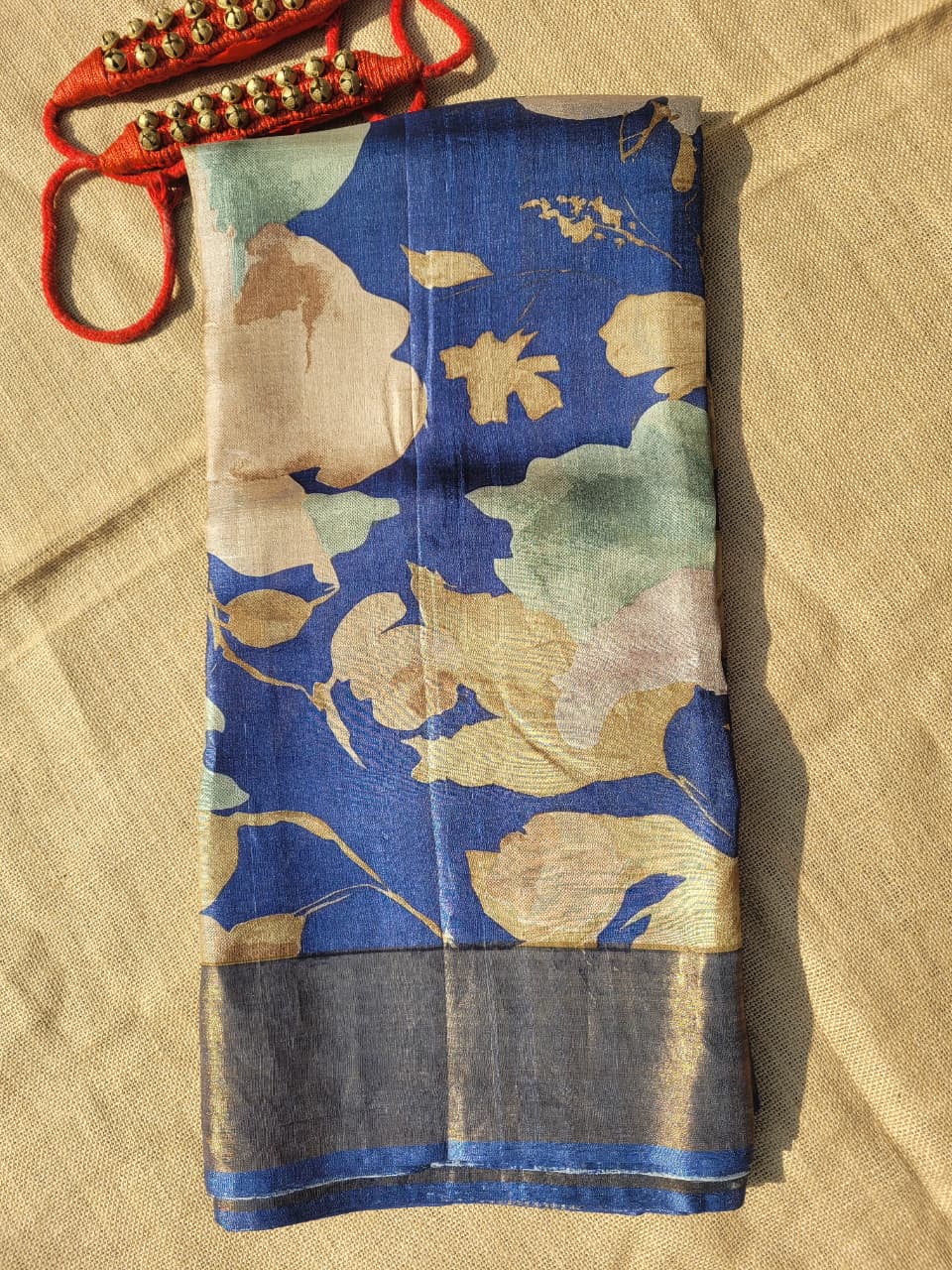Navy Reet Pure Tussar Saree