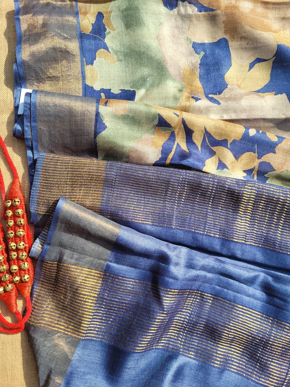 Navy Reet Pure Tussar Saree