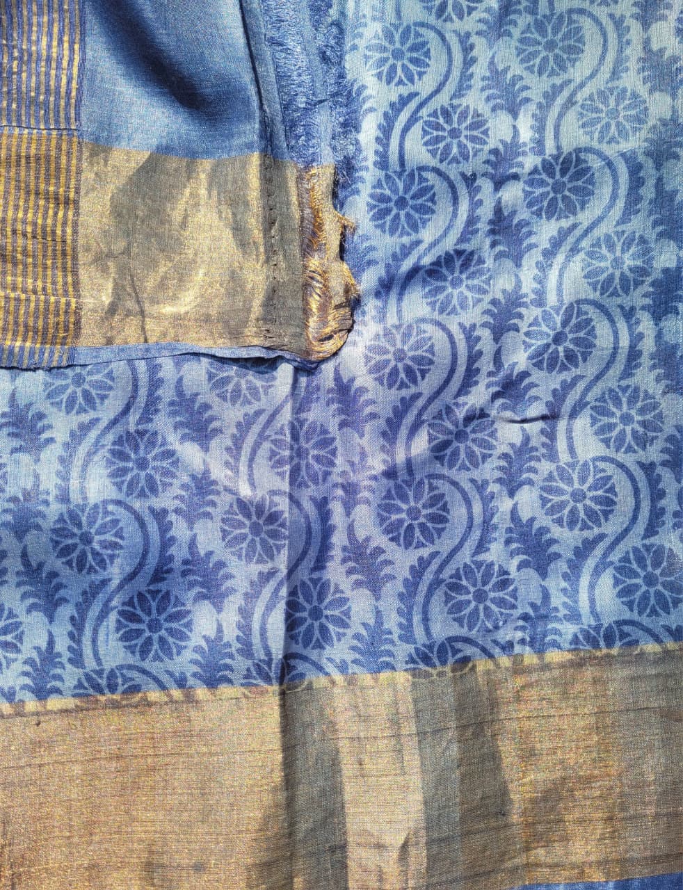 Navy Reet Pure Tussar Saree