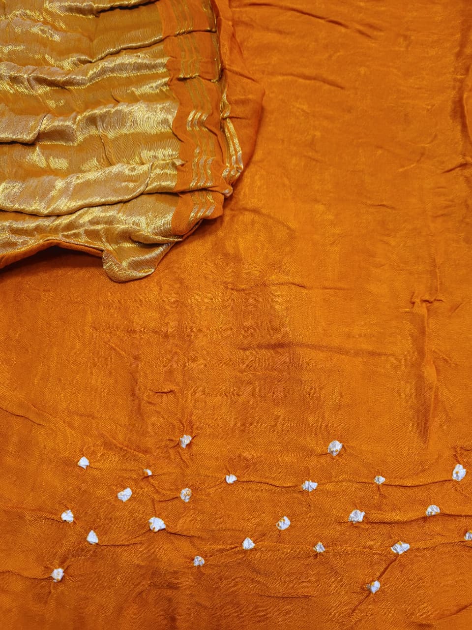 Orange Bandhani Gajji Silk Saree