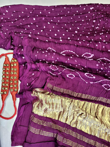 Purple Bandhani Gajji Silk Saree