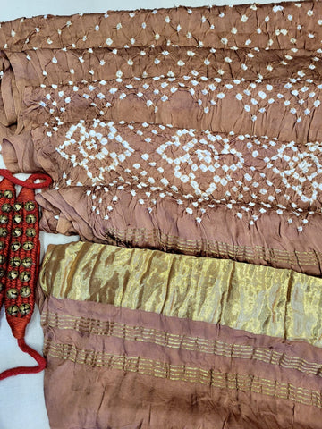 Biege Bandhani Gajji Silk Saree