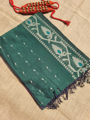 Green Cotton Jamdani Saree