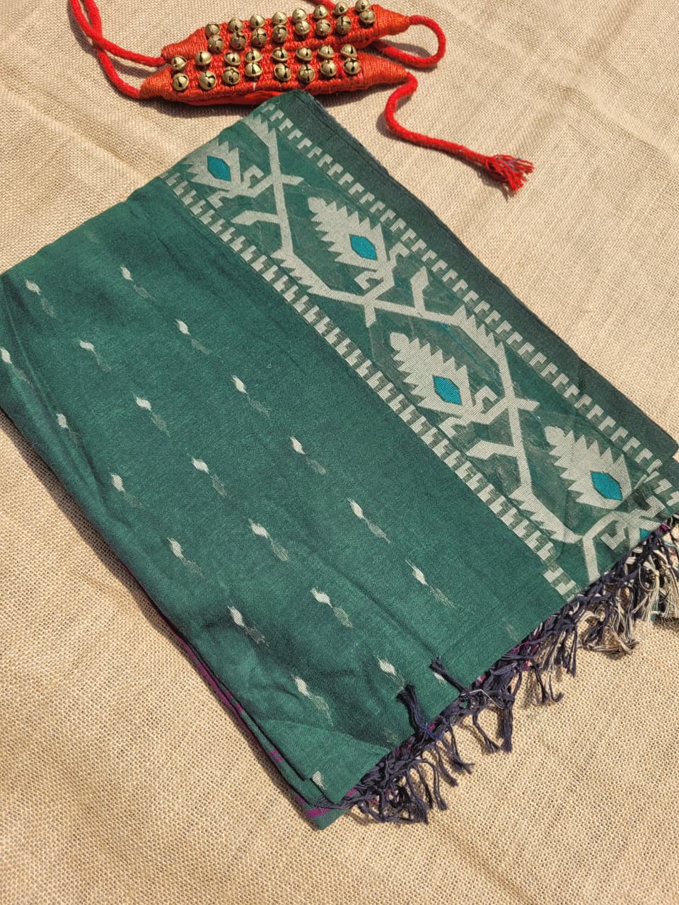 Green Cotton Jamdani Saree