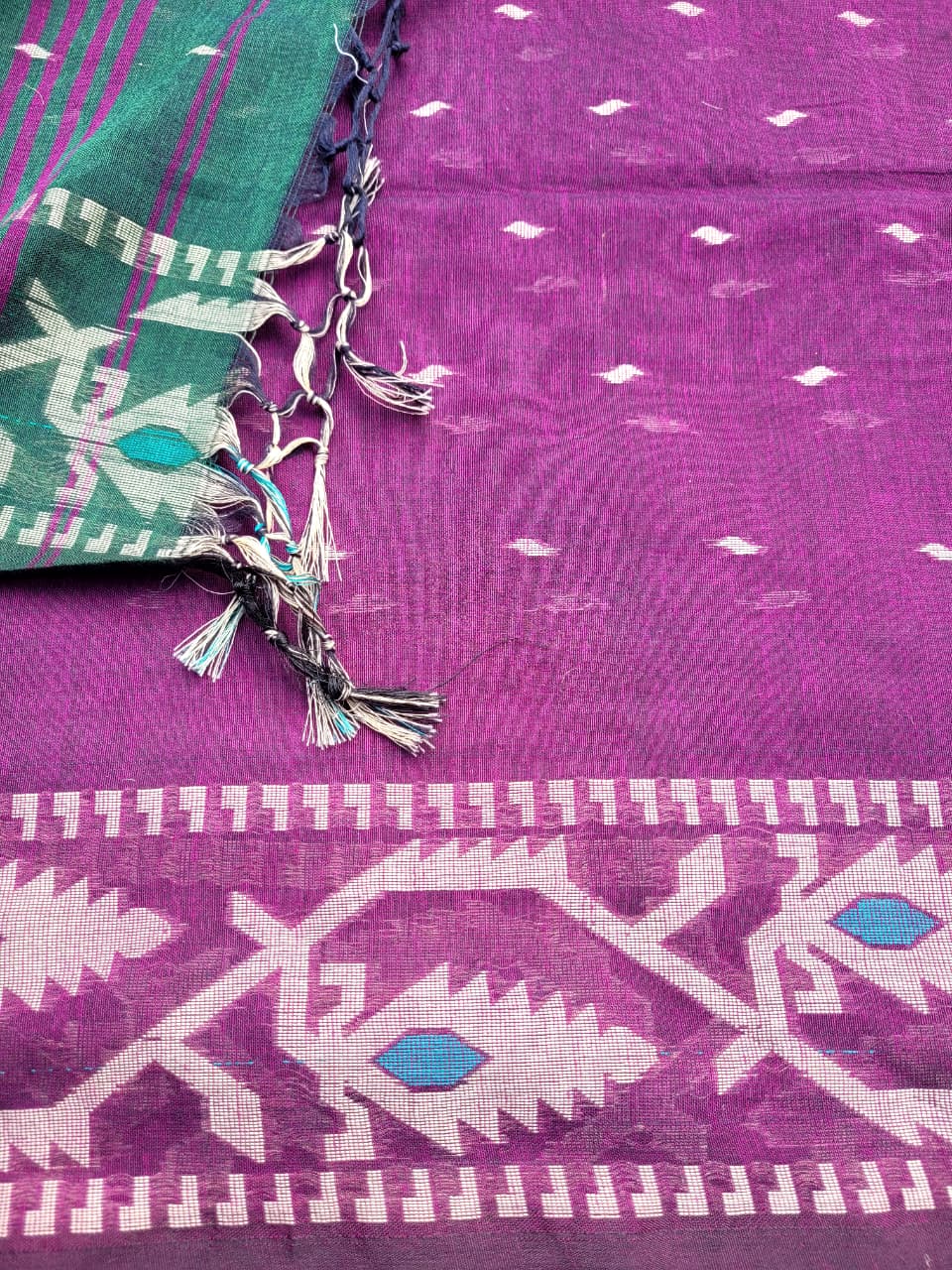 Green Cotton Jamdani Saree