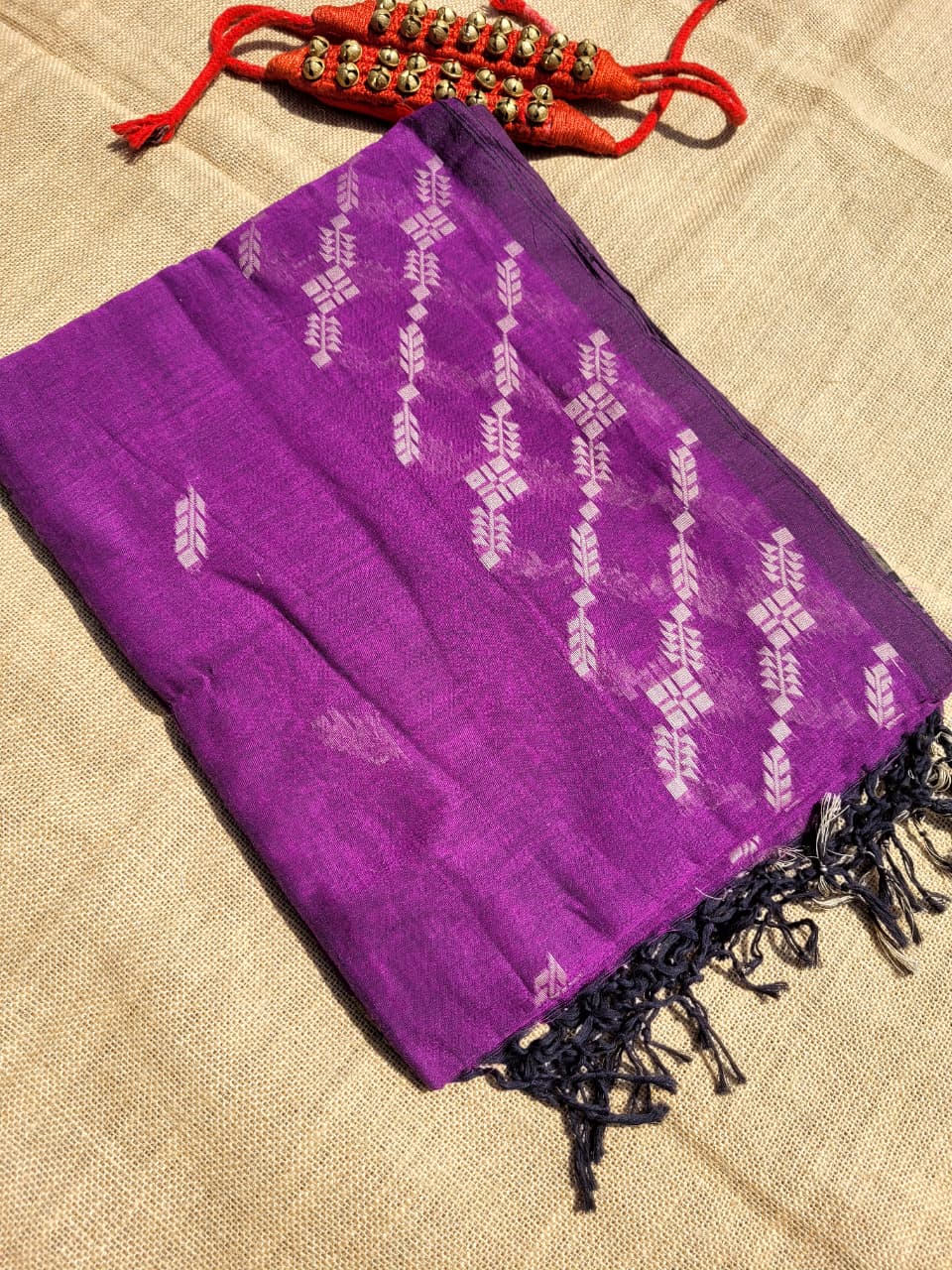 Purple Cotton Jamdani Saree