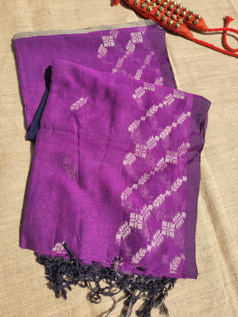 Purple Cotton Jamdani Saree