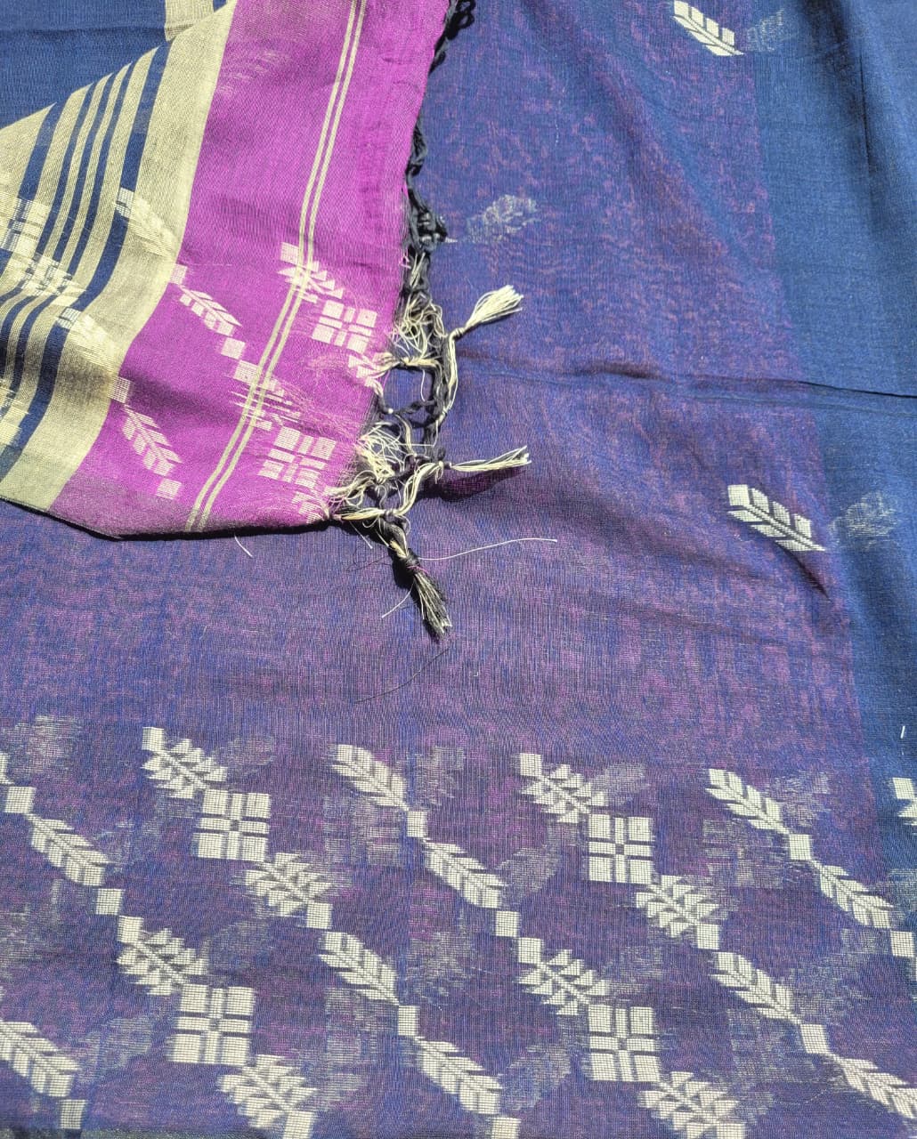 Purple Cotton Jamdani Saree