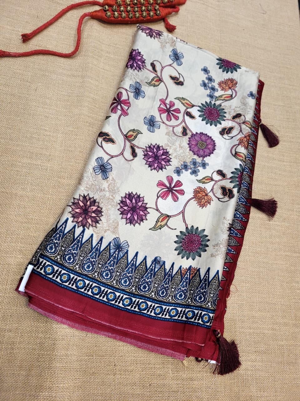 White Madhu ModalSilk Saree