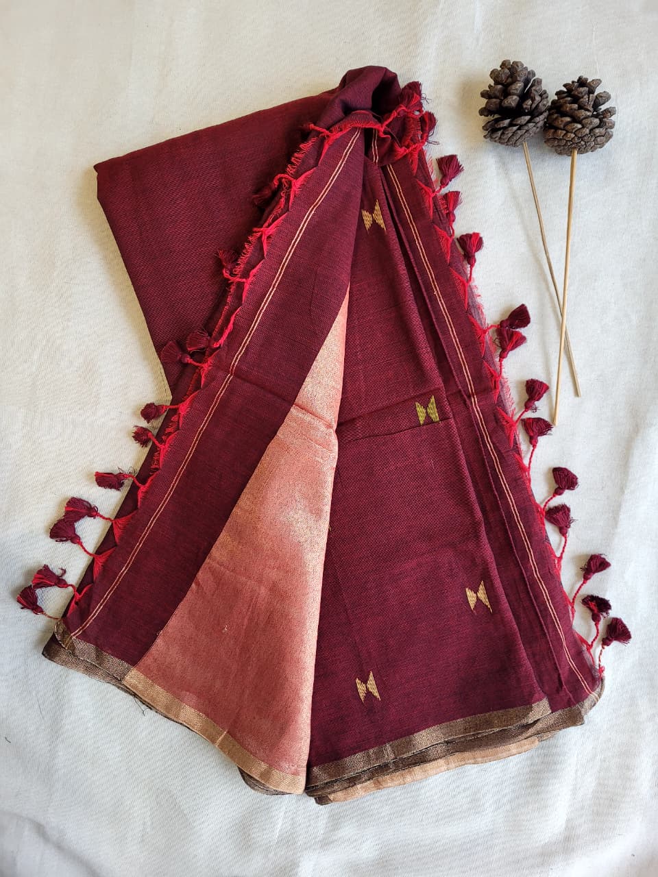 Rust Mira Mul Saree
