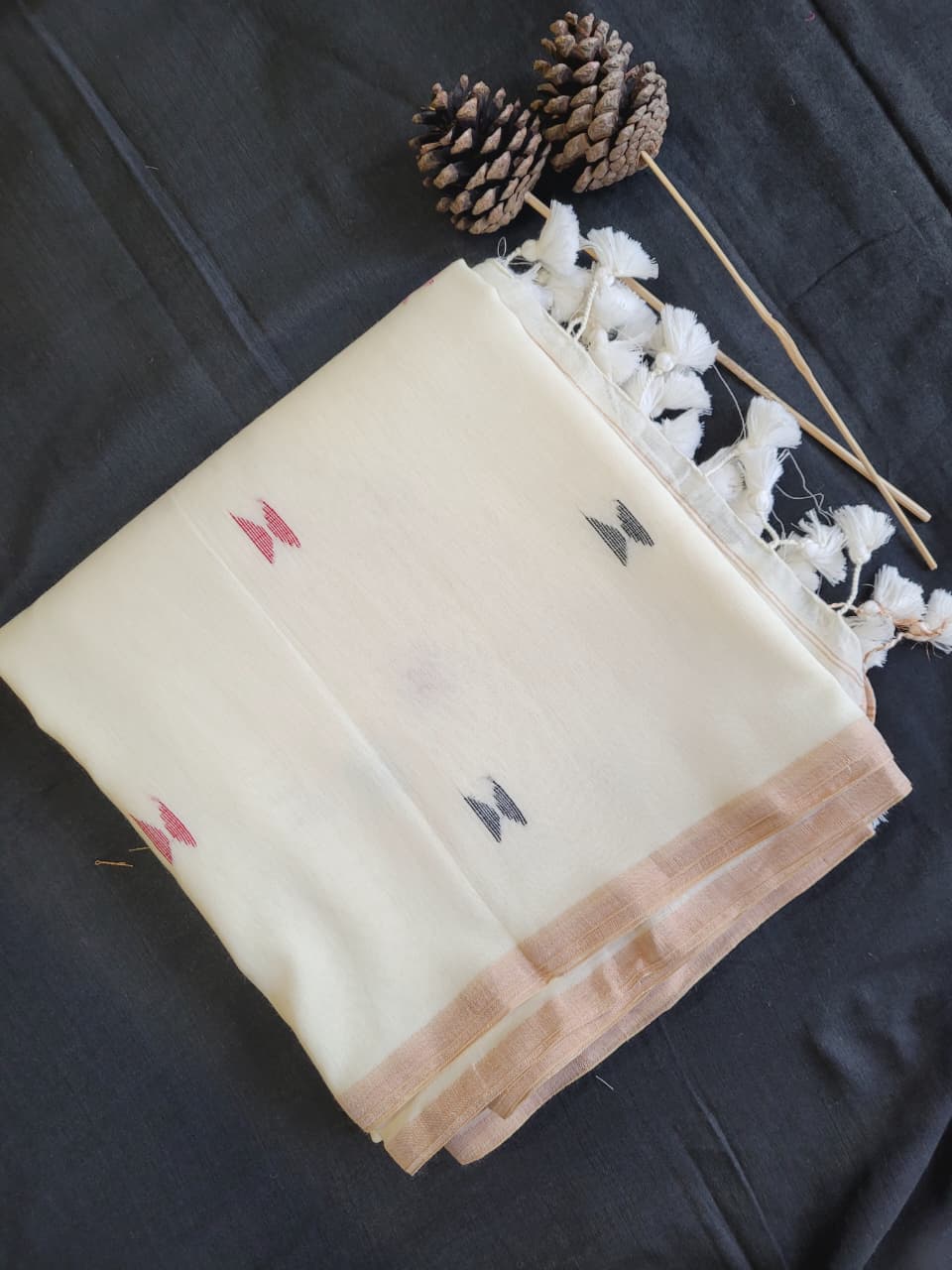 White Mira Mul Saree