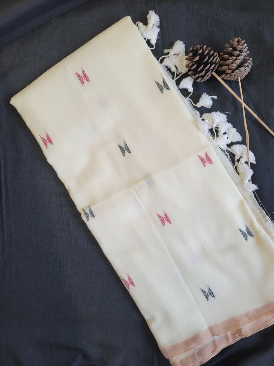 White Mira Mul Saree