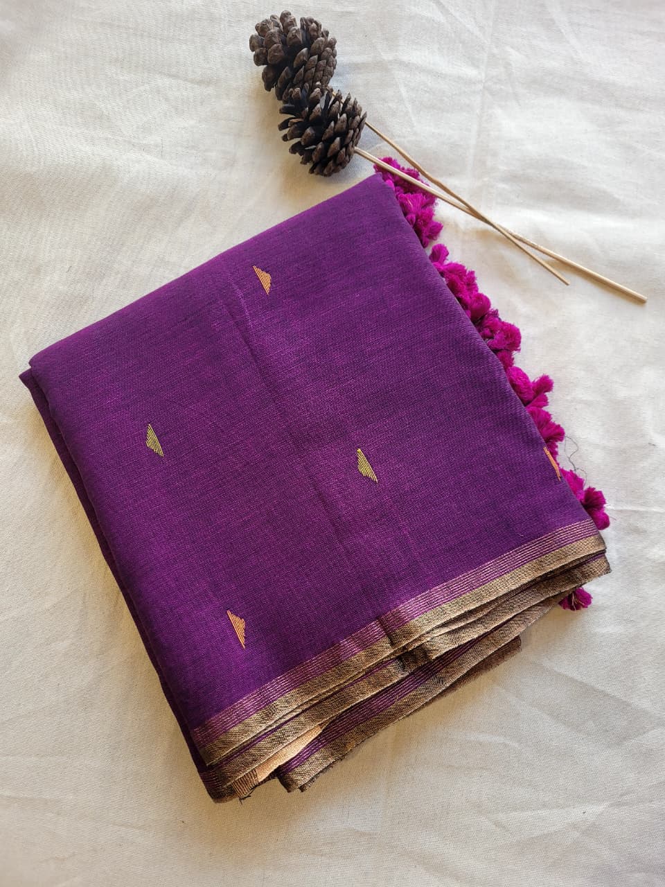 Purple Meet Mul Saree