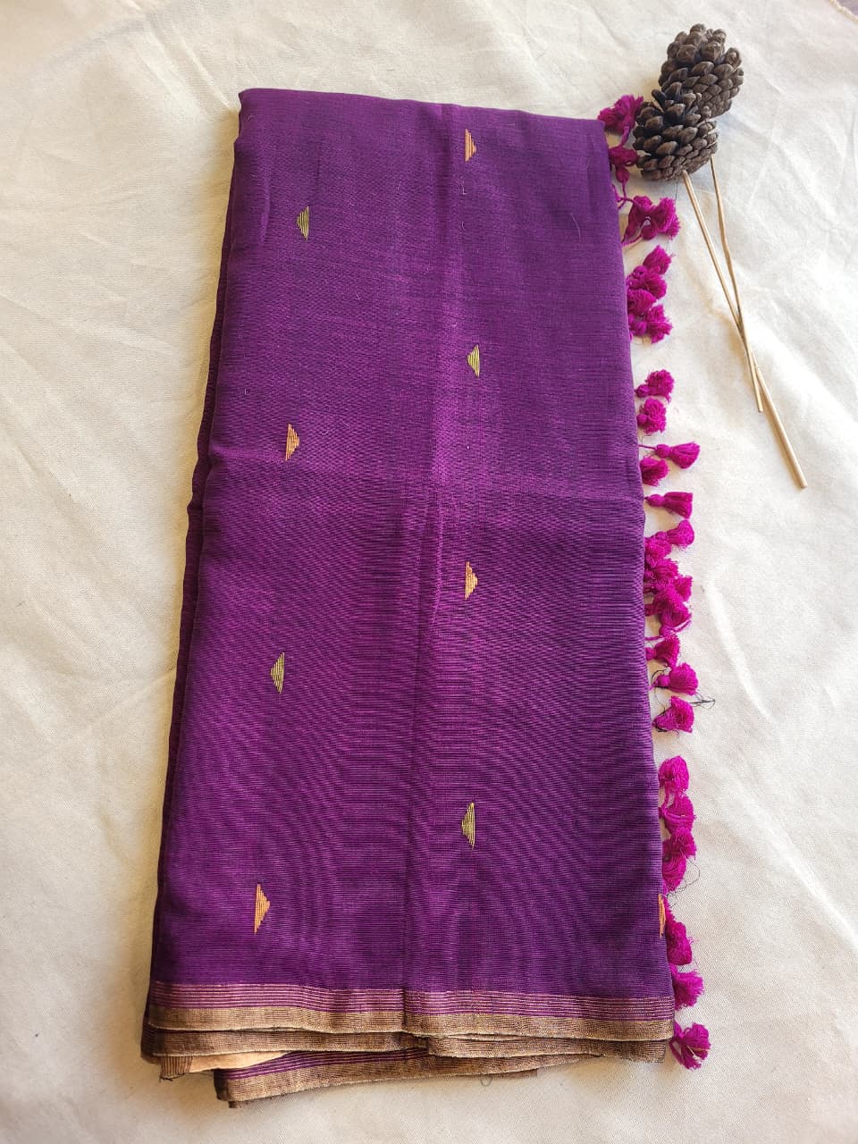 Purple Meet Mul Saree