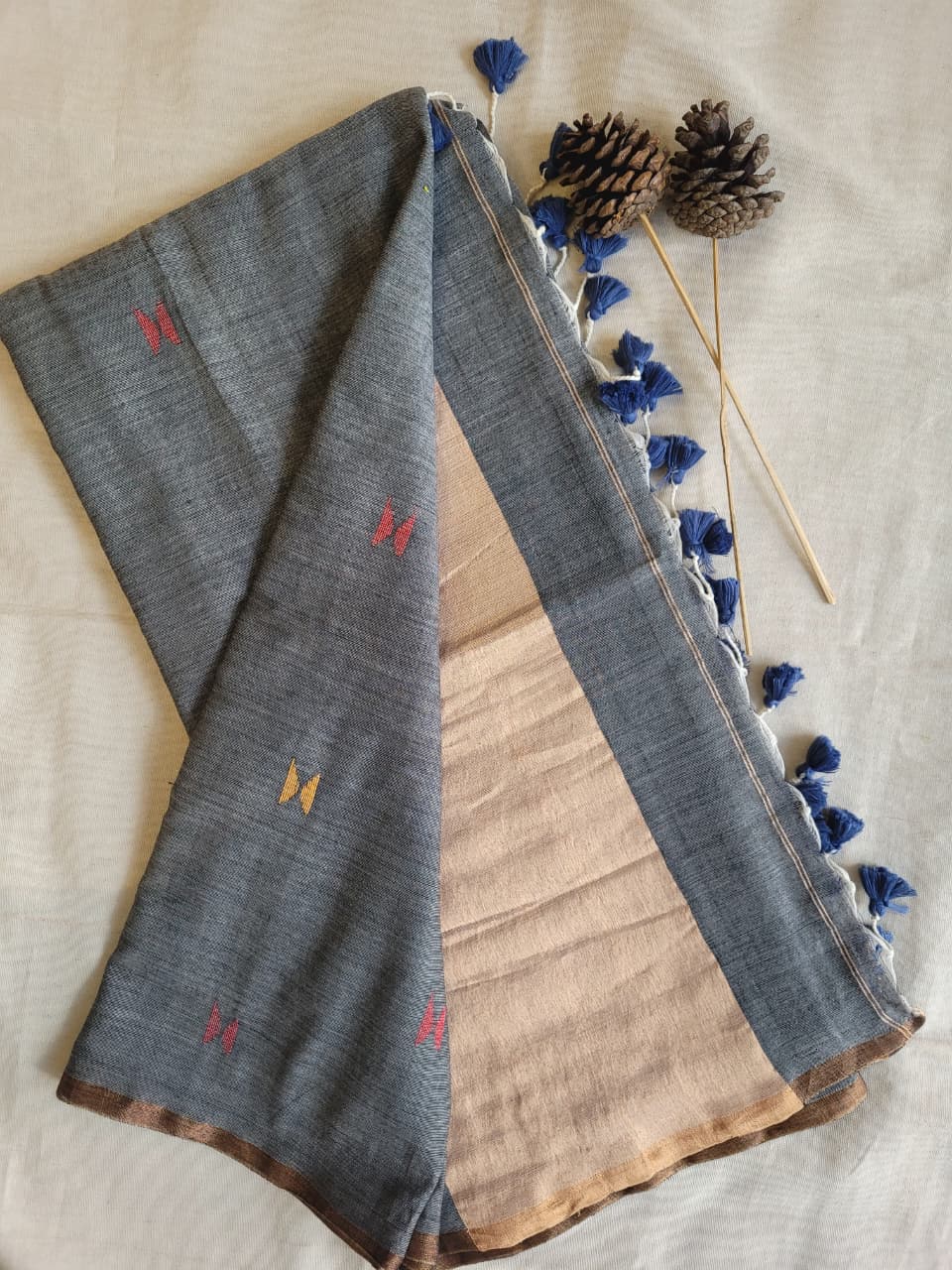 Grey Mira Mul Saree